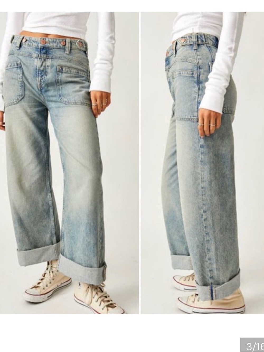 Free People Light Blue Boyfriend Wide-Leg Jeans